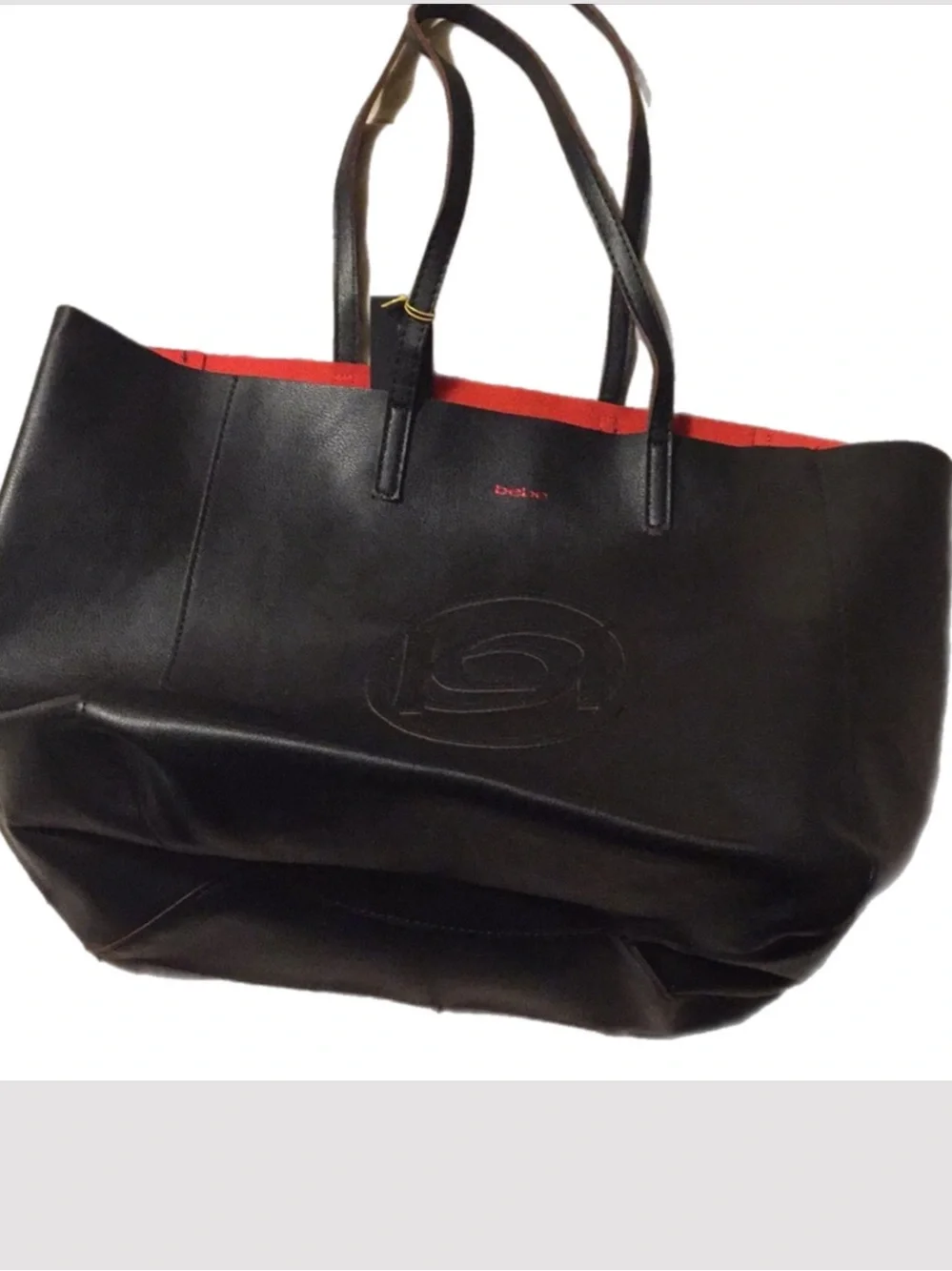 Bebe Black/Red Interior Vegan Leather Tote Bag - NWT
